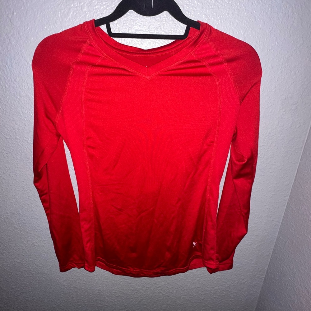 Danskin Now Red Fitted Long Sleeve Tee